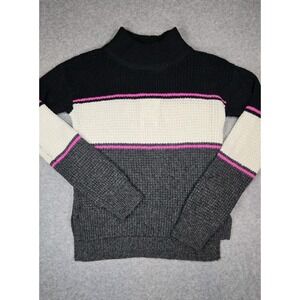 SO Girls Size Small Knit Sweater Shirt Cozy Mock Neck Long Sleeve Gray Black NWT